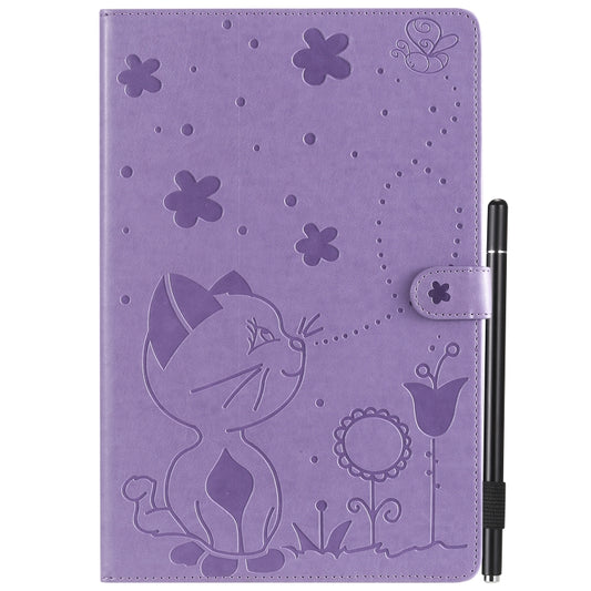 For Samsung Galaxy Tab S5e T720 / T725 Cat Bee Embossing Pattern Shockproof Table PC Protective Horizontal Flip Leather Case with Holder & Card Slots & Wallet & Pen Slot & Wake-up / Sleep Function(Purple) by bashfashion