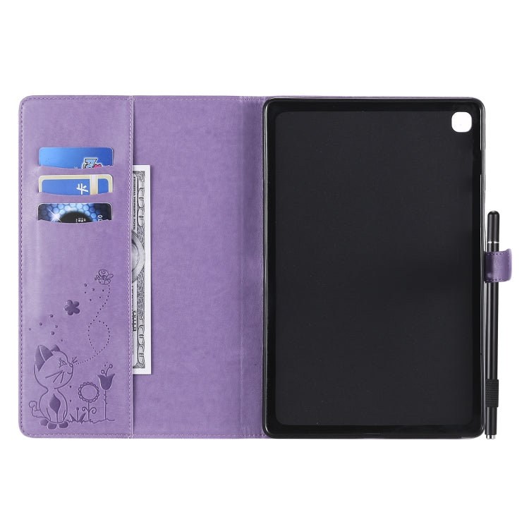 For Samsung Galaxy Tab S5e T720 / T725 Cat Bee Embossing Pattern Shockproof Table PC Protective Horizontal Flip Leather Case with Holder & Card Slots & Wallet & Pen Slot & Wake-up / Sleep Function(Purple) by bashfashion