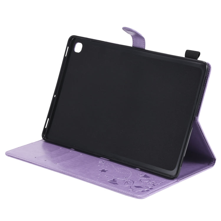 For Samsung Galaxy Tab S5e T720 / T725 Cat Bee Embossing Pattern Shockproof Table PC Protective Horizontal Flip Leather Case with Holder & Card Slots & Wallet & Pen Slot & Wake-up / Sleep Function(Purple) by bashfashion