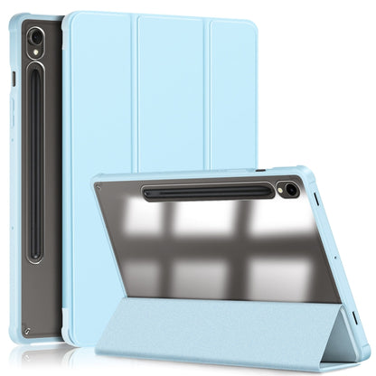 For Samsung Galaxy Tab S9 Acrylic 3-folding Smart Leather Tablet Case(Sky Blue) by bashfashion
