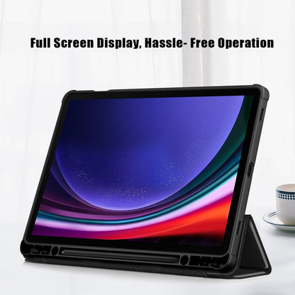 For Samsung Galaxy Tab S9 Acrylic 3-folding Smart Leather Tablet Case(Black) by bashfashion