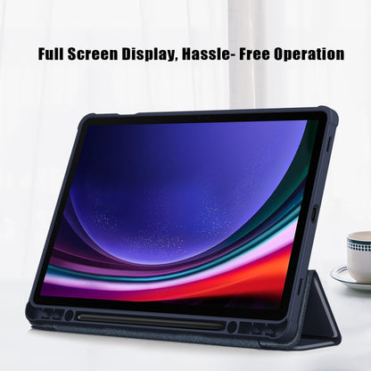 For Samsung Galaxy Tab S9 Acrylic 3-folding Smart Leather Tablet Case(Dark Blue) by bashfashion