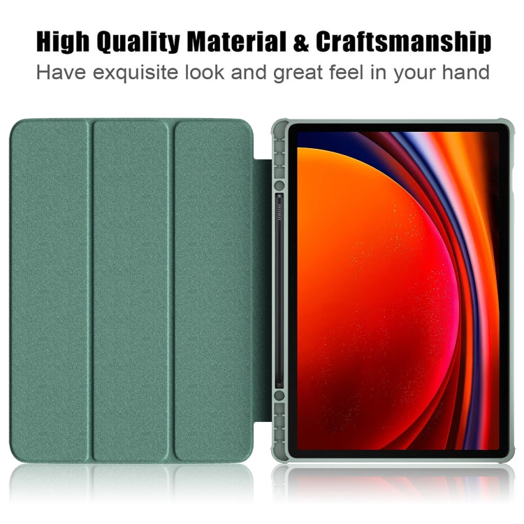 For Samsung Galaxy Tab S9+ Acrylic 3-folding Smart Leather Tablet Case(Deep Green) by bashfashion