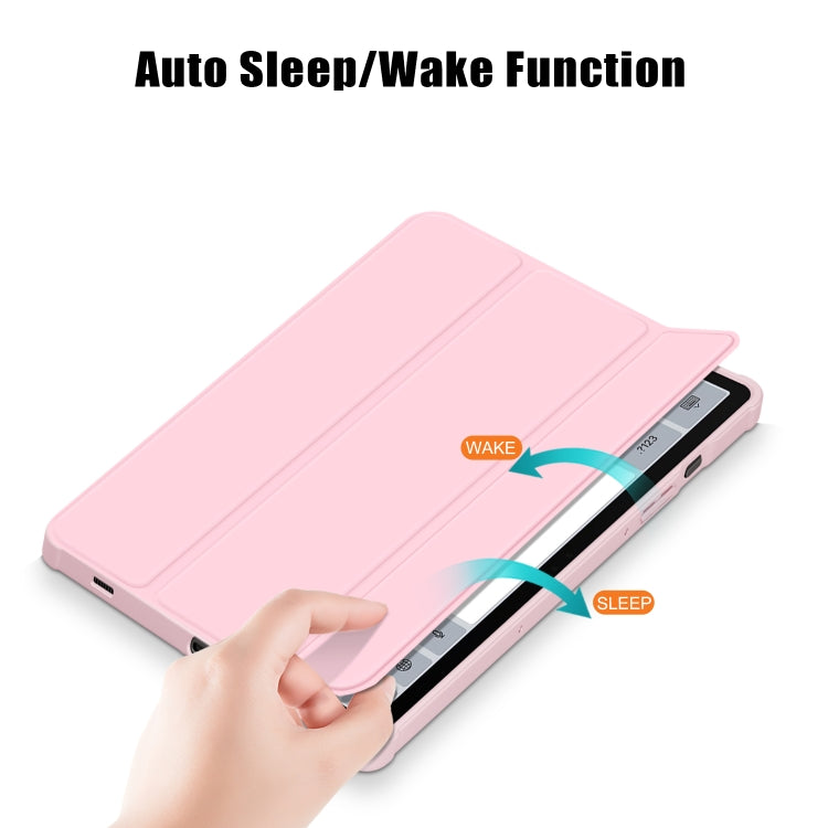 For Samsung Galaxy Tab S9+ Acrylic 3-folding Smart Leather Tablet Case(Pink) by bashfashion