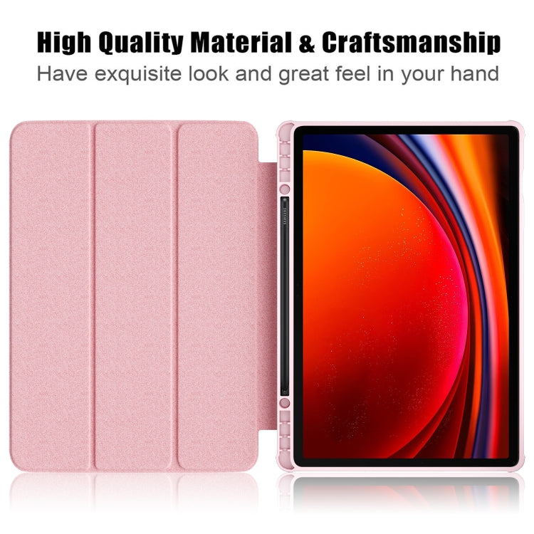 For Samsung Galaxy Tab S9+ Acrylic 3-folding Smart Leather Tablet Case(Pink) by bashfashion