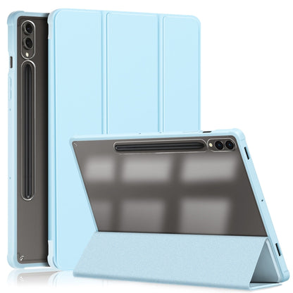 For Samsung Galaxy Tab S9+ Acrylic 3-folding Smart Leather Tablet Case(Sky Blue) by bashfashion