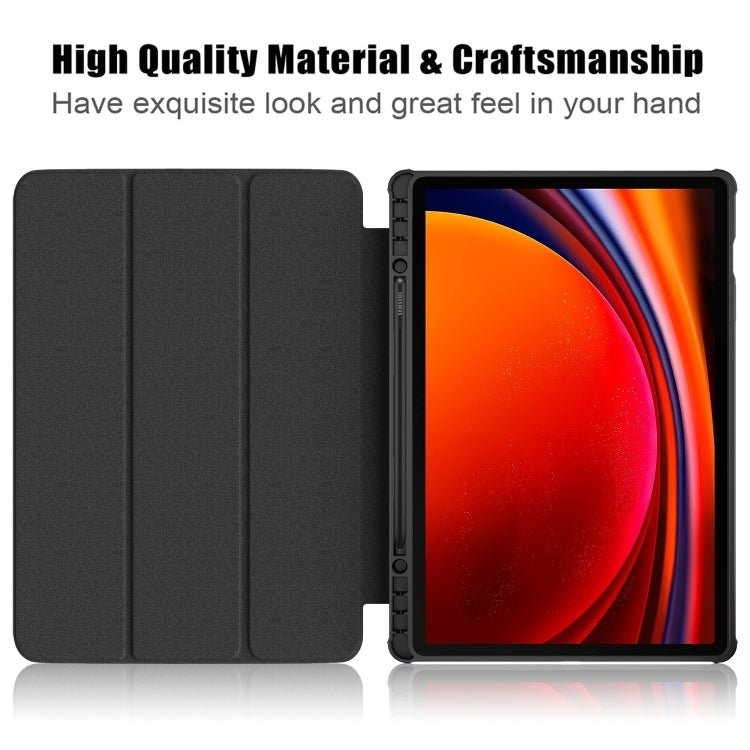 For Samsung Galaxy Tab S9+ Acrylic 3-folding Smart Leather Tablet Case(Black) by bashfashion