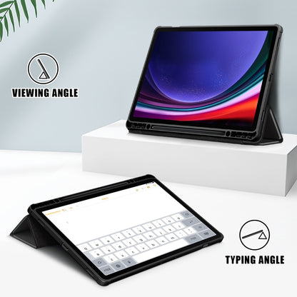 For Samsung Galaxy Tab S9+ Acrylic 3-folding Smart Leather Tablet Case(Black) by bashfashion