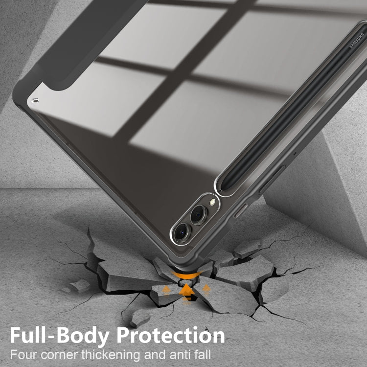 For Samsung Galaxy Tab S9+ Acrylic 3-folding Smart Leather Tablet Case(Black) by bashfashion