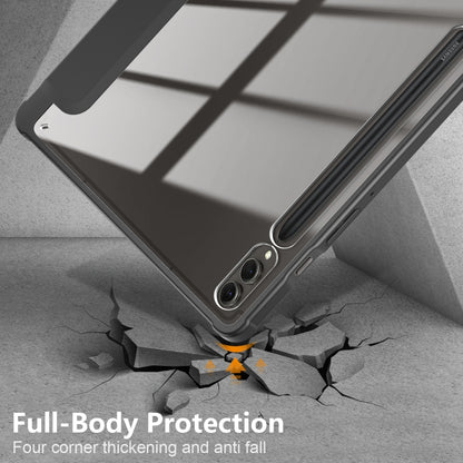 For Samsung Galaxy Tab S9+ Acrylic 3-folding Smart Leather Tablet Case(Black) by bashfashion