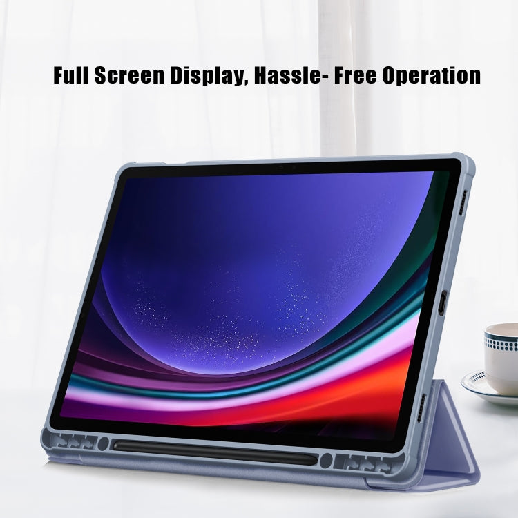 For Samsung Galaxy Tab S9+ Acrylic 3-folding Smart Leather Tablet Case(Lavender Purple) by bashfashion