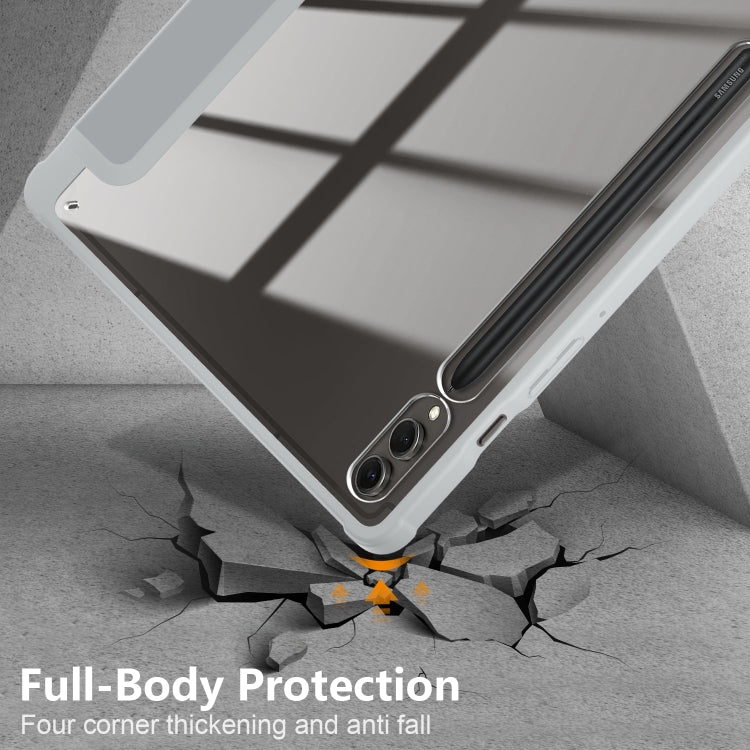 For Samsung Galaxy Tab S9+ Acrylic 3-folding Smart Leather Tablet Case(Grey) by bashfashion