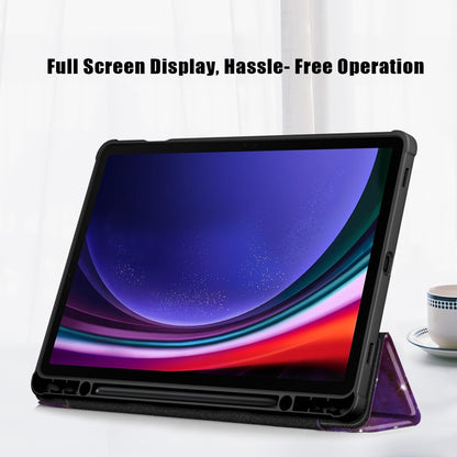 For Samsung Galaxy Tab S9 Acrylic 3-folding Painted Smart Leather Tablet Case(Milky Way) by bashfashion