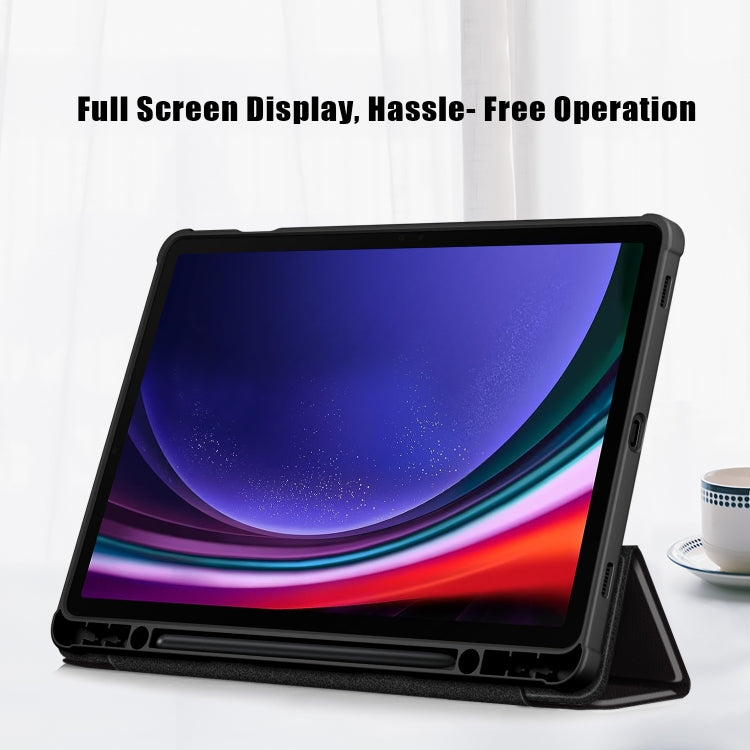 For Samsung Galaxy Tab S9 Acrylic 3-folding Painted Smart Leather Tablet Case(Big Eyes ME) by bashfashion