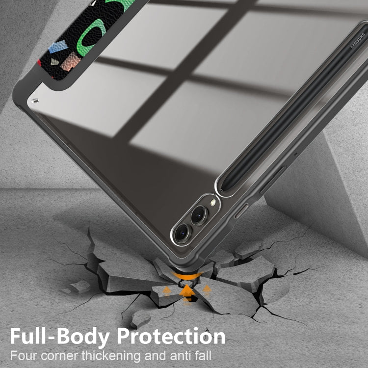 For Samsung Galaxy Tab S9+ Acrylic 3-folding Painted Smart Leather Tablet Case(Graffiti) by bashfashion