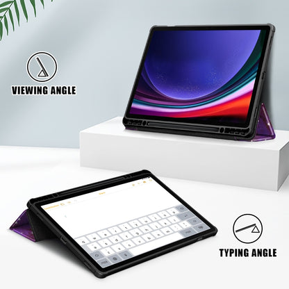 For Samsung Galaxy Tab S9+ Acrylic 3-folding Painted Smart Leather Tablet Case(Milky Way) by bashfashion