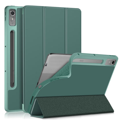 For Lenovo Tab P12 12.7 /P12 Pro 2nd Gen 3-folding TPU Smart Leather Tablet Case(Deep Green) by bashfashion
