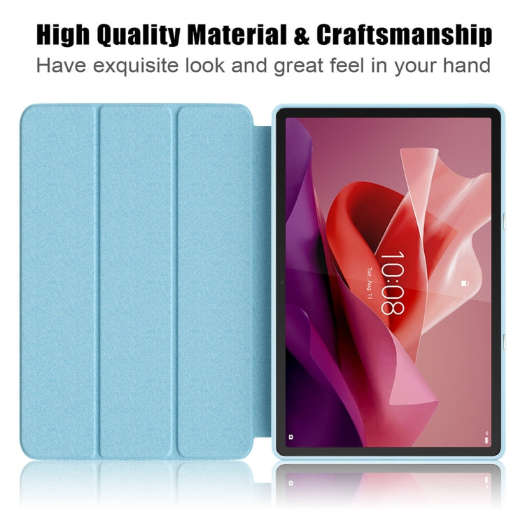 For Lenovo Tab P12 12.7 /P12 Pro 2nd Gen 3-folding Painted TPU Smart Leather Tablet Case(Waves) by bashfashion