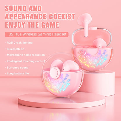 ONIKUMA T35 Bluetooth 5.1 TWS Wireless Bluetooth Gaming Earphone(Pink) by ONIKUMA