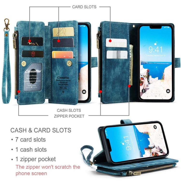 For iPhone 15 Plus CaseMe C30 Multifunctional Leather Phone Case(Blue) by CaseMe