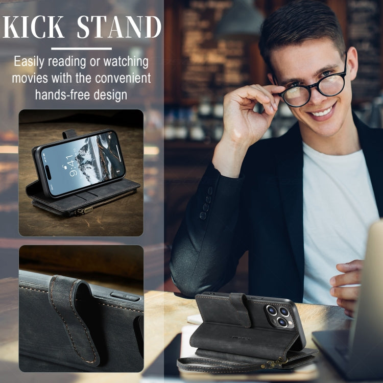 For iPhone 15 Pro Max CaseMe C30 Multifunctional Leather Phone Case(Black) by CaseMe