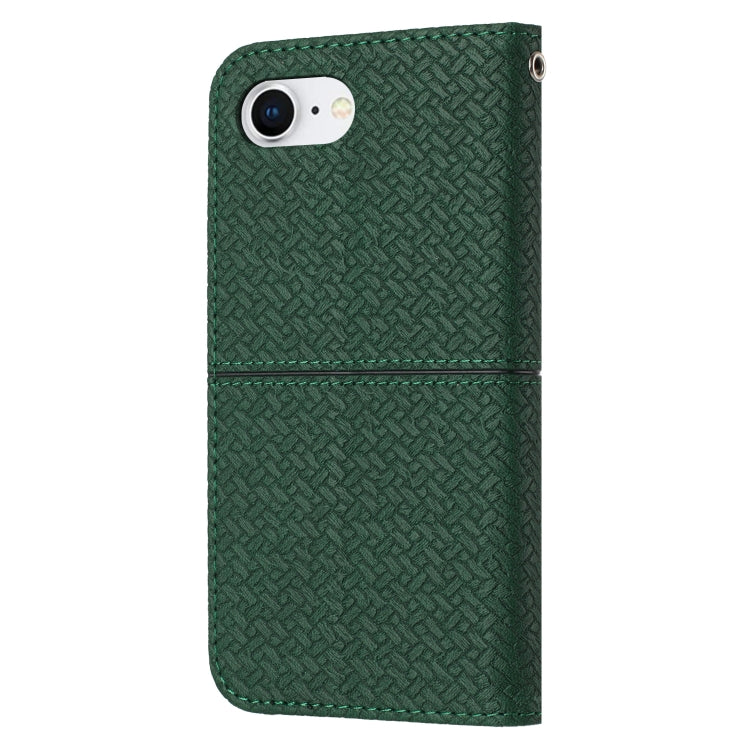 For iPhone 16e Woven Texture Stitching Magnetic Leather Phone Case(Green) by bashfashion