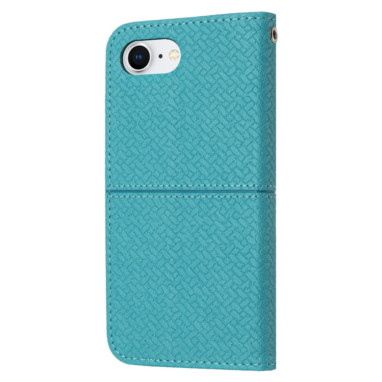 For iPhone 16e Woven Texture Stitching Magnetic Leather Phone Case(Blue) by bashfashion
