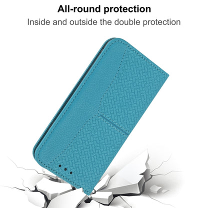For iPhone 16e Woven Texture Stitching Magnetic Leather Phone Case(Blue) by bashfashion