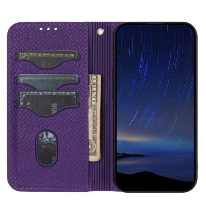 For iPhone 16e Woven Texture Stitching Magnetic Leather Phone Case(Purple) by bashfashion