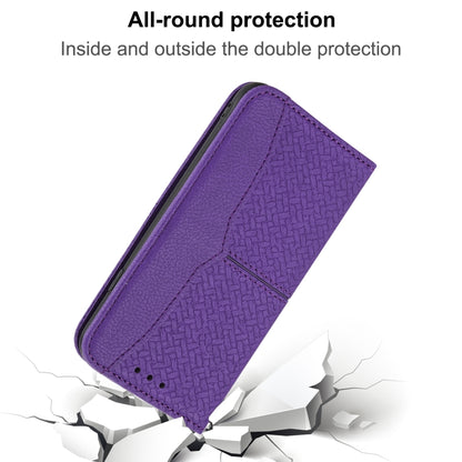 For iPhone 16e Woven Texture Stitching Magnetic Leather Phone Case(Purple) by bashfashion