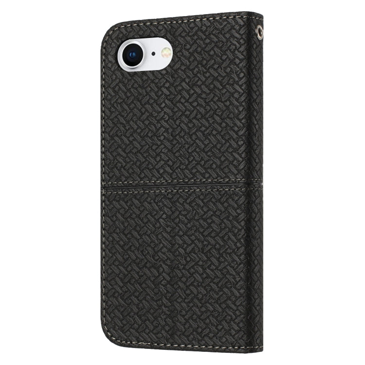 For iPhone 16e Woven Texture Stitching Magnetic Leather Phone Case(Black) by bashfashion