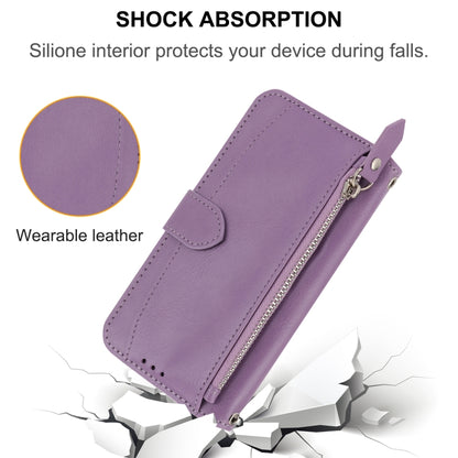 For iPhone 16e Oil Skin Zipper Wallet Leather Phone Case(Purple) by bashfashion