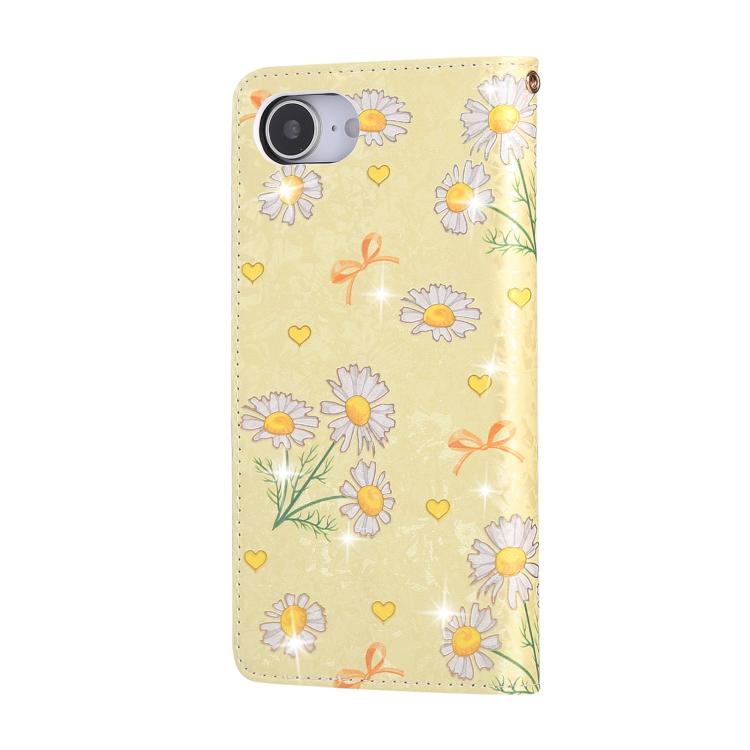 For iPhone 16e Bronzing Painting RFID Leather Case(Yellow Daisy) by bashfashion