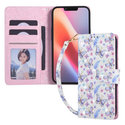 For iPhone 16e Bronzing Painting RFID Leather Case(Pansies) by bashfashion