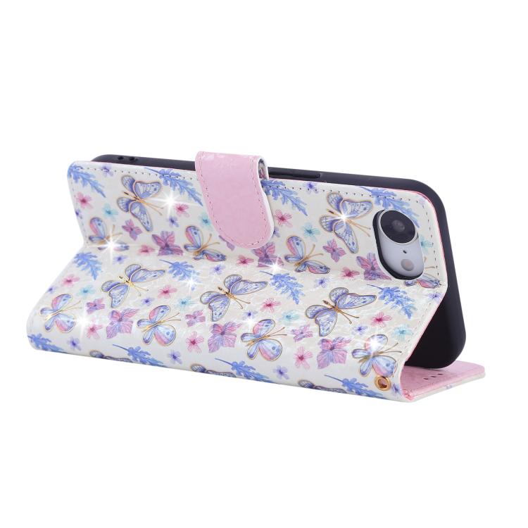 For iPhone 16e Bronzing Painting RFID Leather Case(Pansies) by bashfashion