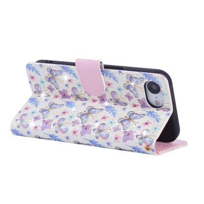 For iPhone 16e Bronzing Painting RFID Leather Case(Pansies) by bashfashion