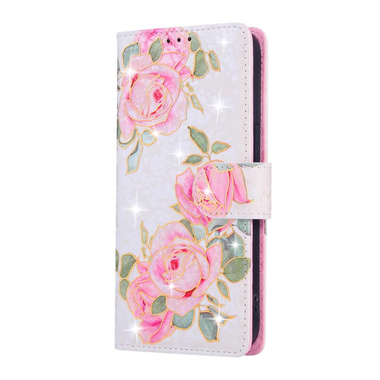 For iPhone 16e Bronzing Painting RFID Leather Case(Rose Flower) by bashfashion