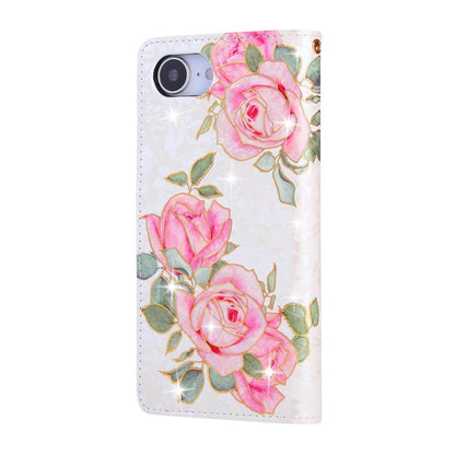For iPhone 16e Bronzing Painting RFID Leather Case(Rose Flower) by bashfashion