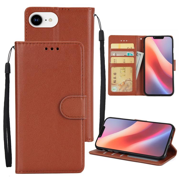 For iPhone 16e 3-Card Slots Multifunctional Leather Phone Case(Brown) by bashfashion