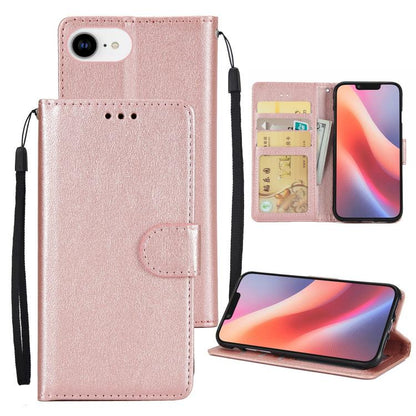 For iPhone 16e 3-Card Slots Multifunctional Leather Phone Case(Rose Gold) by bashfashion