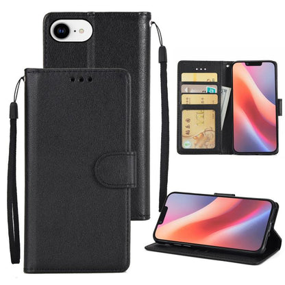 For iPhone 16e 3-Card Slots Multifunctional Leather Phone Case(Black) by bashfashion