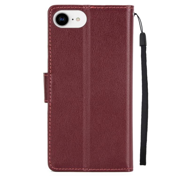 For iPhone 16e 3-Card Slots Multifunctional Leather Phone Case(Wine Red) by bashfashion