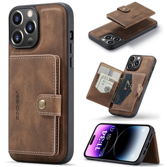 For iPhone 15 Pro Max JEEHOOD Retro Magnetic Detachable Leather Phone Case(Brown) by JEEHOOD