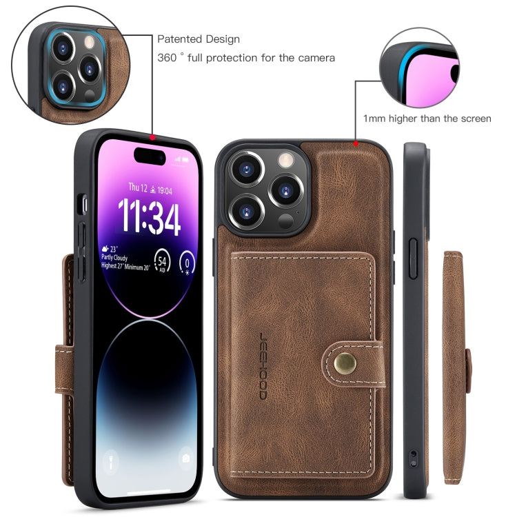 For iPhone 15 Pro Max JEEHOOD Retro Magnetic Detachable Leather Phone Case(Brown) by JEEHOOD
