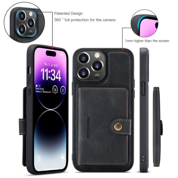 For iPhone 15 Pro Max JEEHOOD Retro Magnetic Detachable Leather Phone Case(Black) by JEEHOOD