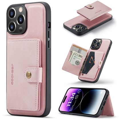For iPhone 15 Pro Max JEEHOOD Retro Magnetic Detachable Leather Phone Case(Pink) by JEEHOOD