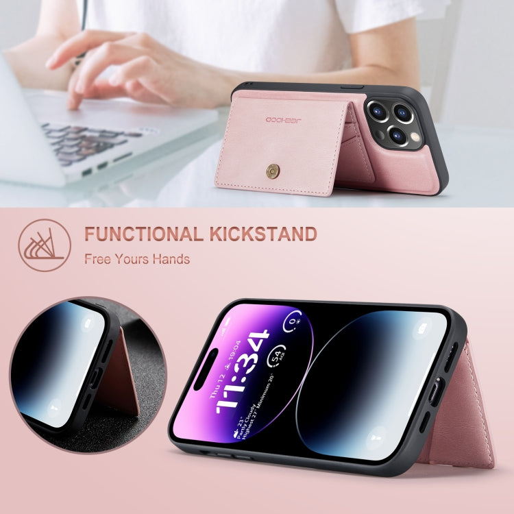 For iPhone 15 Pro Max JEEHOOD Retro Magnetic Detachable Leather Phone Case(Pink) by JEEHOOD