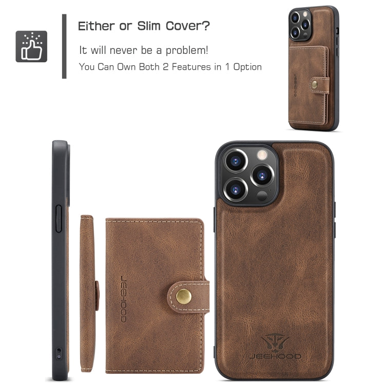 For iPhone 15 Pro JEEHOOD Retro Magnetic Detachable Leather Phone Case(Brown) by JEEHOOD