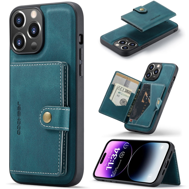 For iPhone 15 Pro JEEHOOD Retro Magnetic Detachable Leather Phone Case(Blue) by JEEHOOD