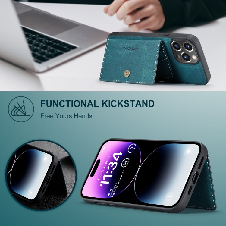 For iPhone 15 Pro JEEHOOD Retro Magnetic Detachable Leather Phone Case(Blue) by JEEHOOD